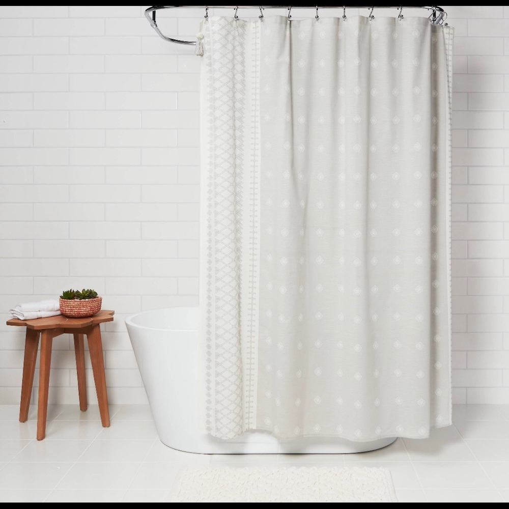 White Polka-dot Shower Curtain